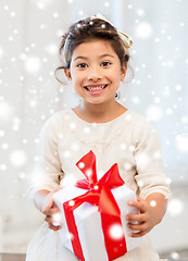 Image showing happy child girl with gift box