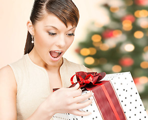 Image showing happy woman with gift box