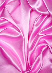 Image showing Smooth elegant pink silk as background 