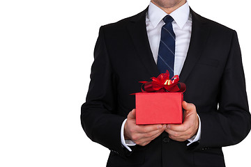 Image showing Businessman with gift box