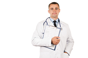 Image showing Doctor holding clipboard