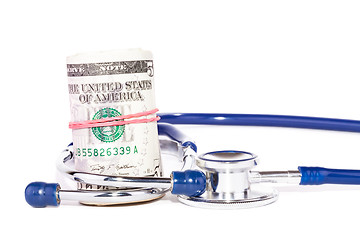 Image showing Doctor stethoscope with dollars