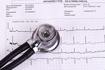 Image showing stethoscope on ECG