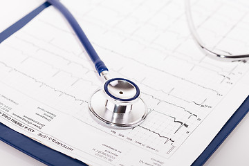 Image showing stethoscope on ECG