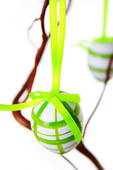 Image showing Easter egg green and white with white background