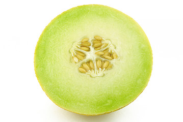 Image showing Half of yellow melon cantaloupe