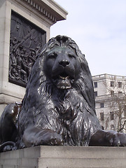 Image showing Large shiny statue of a lion