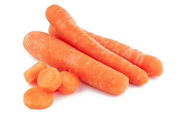 Image showing Three carrots and slices