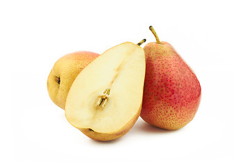 Image showing Two and half red pears
