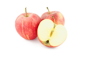 Image showing Two red apples and a half