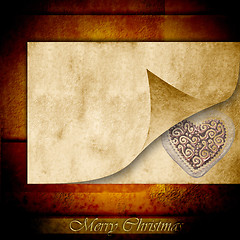 Image showing merry christmas card, heart on parchment