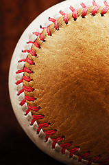 Image showing dirty baseball, white and brown, close-up