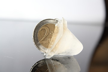 Image showing euro in ice cube