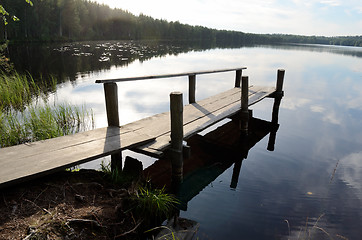 Image showing lake and the old wooden jetty