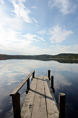 Image showing lake and the old wooden jetty