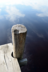 Image showing lake and the old wooden jetty