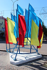 Image showing many multicolor flags on the holiday of Ukraine