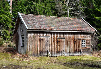 Image showing Old wooden store house