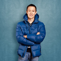 Image showing Asian Man in Down Padded Coat