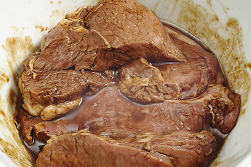 Image showing Beef marinading closeup