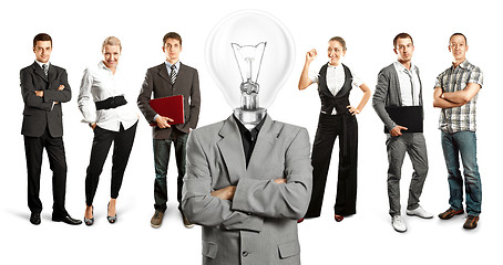 Image showing Business Team With Lamp Head