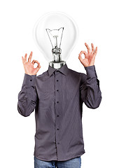 Image showing Hipster Lamp Head Man Shows OK