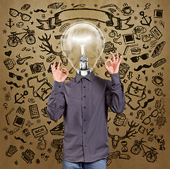 Image showing Hipster Lamp Head Man Shows OK