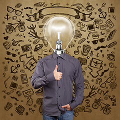 Image showing Hipster Lamp Head Man Shows Well Done