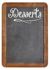 Image showing desserts menu on blackboard