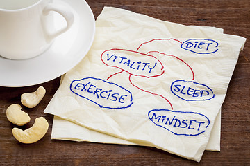 Image showing diet, sleep, exercise and mindset - vitality