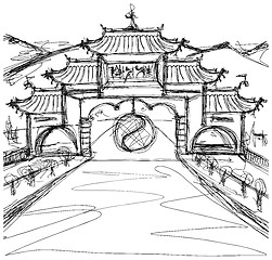 Image showing Vector Sketch background with china