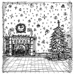 Image showing Vector Sketch background with Christmas