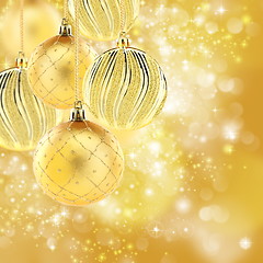 Image showing Golden Christmas balls. Collage.