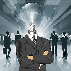 Image showing Lamp Head Businessman In Suit