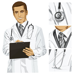 Image showing Vector Doctor Man With Clipboard