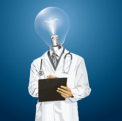 Image showing Vector Lamp Head Doctor Man With Clipboard