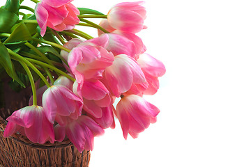 Image showing Bright flowers in basket