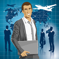 Image showing Vector Businessman With Laptop