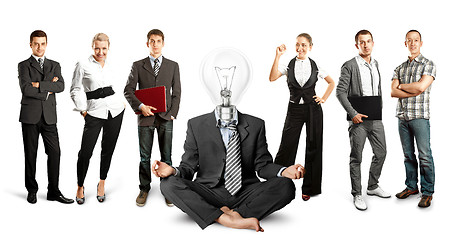 Image showing Business Team With Lamp Head