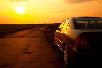 Image showing Car Sunset