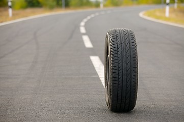 Image showing Wheel on road