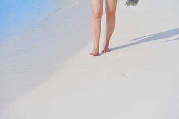 Image showing beautiful gril on beach have fun