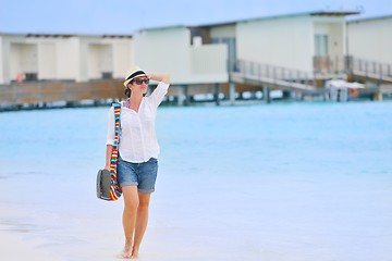 Image showing beautiful gril on beach have fun