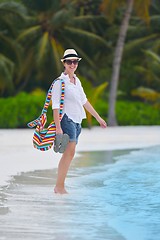 Image showing beautiful gril on beach have fun