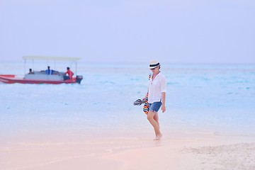 Image showing beautiful gril on beach have fun