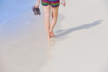 Image showing beautiful gril on beach have fun