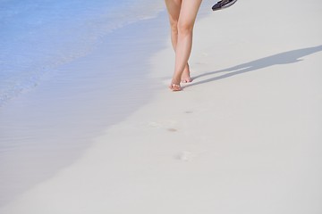 Image showing beautiful gril on beach have fun