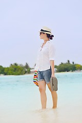 Image showing beautiful gril on beach have fun