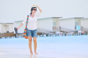 Image showing beautiful gril on beach have fun