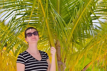 Image showing beautiful gril on beach have fun